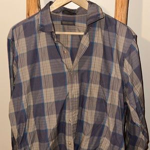 Vintage 1990s Cream and Gray Button Down